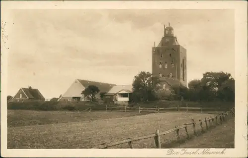 Insel Neuwerk-Hamburg Echtfoto-Ansicht Teilansicht Höfe und Leuchtturm 1919
