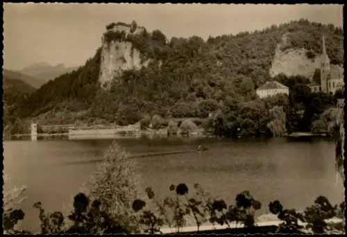Postcard Bled Veldes Stadtblick Fotokarte 1953