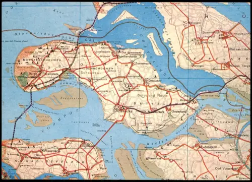 .Niederlande Niederlande Landkarte Map Straßenkarte Nordseeküste 1970