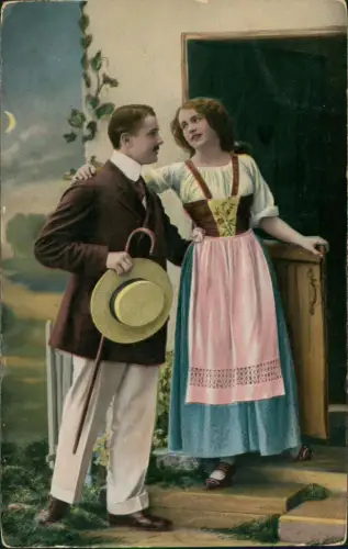 Ansichtskarte  Liebe Liebespaare - Love feiner Herr und Frau in Tracht 1914