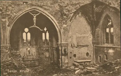CPA Senon zerstörte Kirche 1. WK 1916