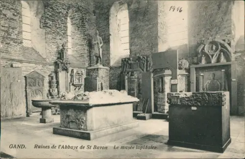 Gent Gand Ruines de l'Abbaye 1916  gel. Stempel Etappen Kraftwagenpark Feldpost