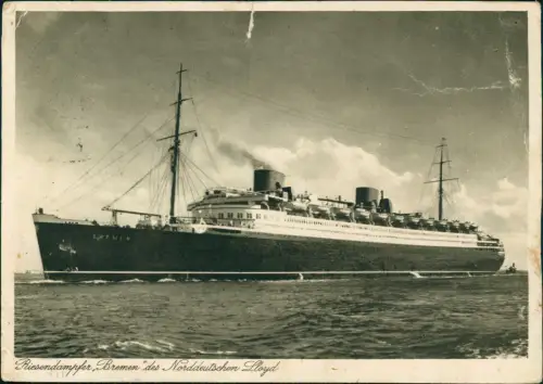 Schiffe Dampfer Steamer Riesendampfer Bremen des Norddeutschen Lloyd 1929
