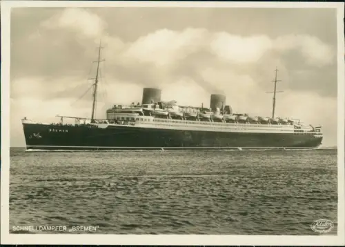 Schiffe Dampfer Steamer Ozeanexpress das Turbinen-Großschiff BREMEN 1930