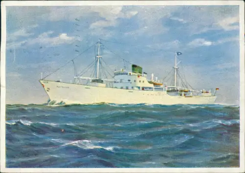Ansichtskarte  Frachtschiff M/S ALSTERTOR Schiff Künstlerkarte 1958