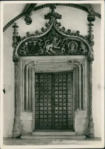 Postcard Breslau Wrocław Rathaus - Remter, Tür zum Fürstensaal 1932