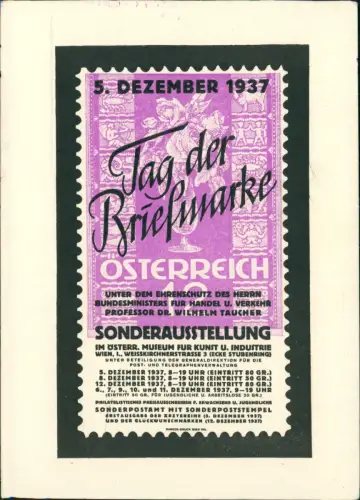 Ansichtskarte  Tag der Briefmarke Österreich - Wien 1937