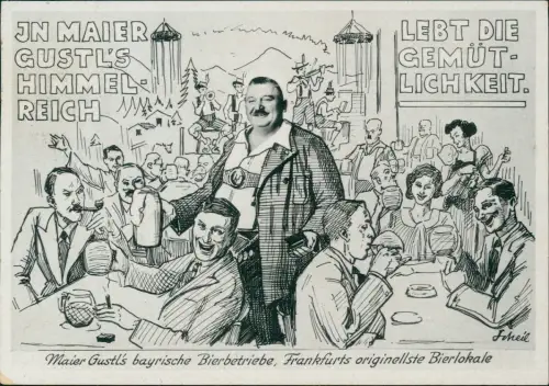 Frankfurt am Main Werbekarte Maier Gustl's bayrische Bierbetriebe 1943