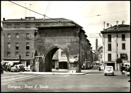 Cartolina Bologna Porta S. Vitale, Autos Auto FIAT 1960
