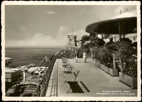 Nervi-Genua Genova (Zena) Passeggiata a mare e Torre Gropallo 1940