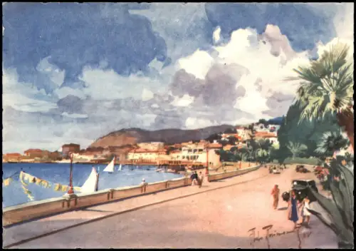 Cartolina San Remo Sanremo Künstlerkarte Corso Trento e Trieste 1938