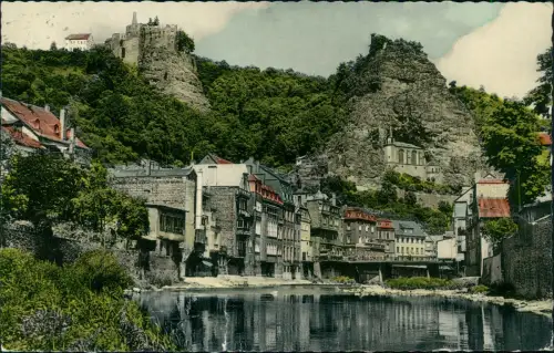 Idar-Oberstein Partie an der Nahe mit Blick auf Schloß und Felsenkirche 1959