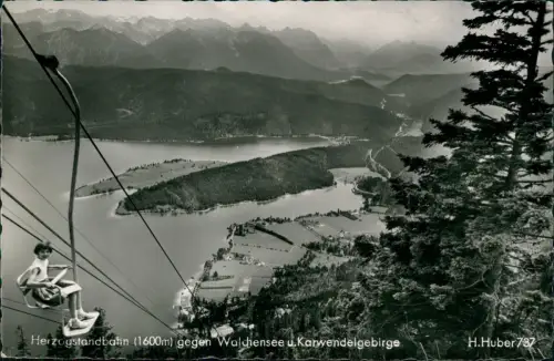Ansichtskarte Kochel am See Mädchen im Sessellift - Walchensee 1957