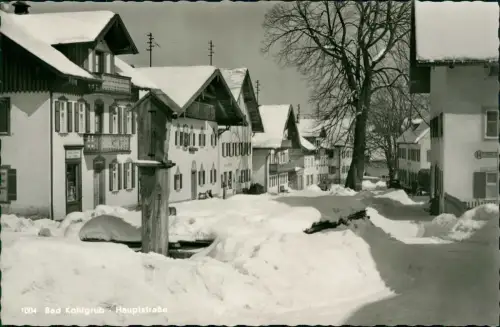 Ansichtskarte Bad Kohlgrub Brunnen und Straßenszene im Winter 1965