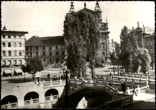 Laibach Ljubljana (Lubiana) Straßenszen emit Brücke - Fotokarte 1965