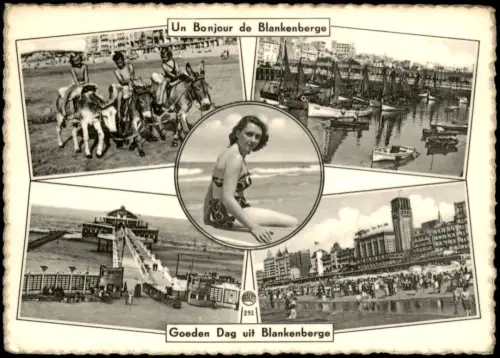 Blankenberge Blankenberghe Mehrbildkarte mit Strand- und Hafenszenen 1955