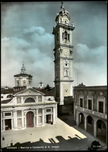 Cartolina Varese Varés Väris Basilica e Campanile di S. Vittore 1950