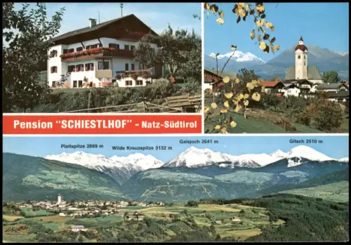 Natz Mehrbildkarte Ortsansichten mit Pension SCHIESTLHOF Natz-Südtirol 1980