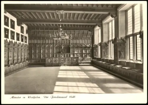 Münster (Westfalen) Rathaus Innenansicht Friedenssaal anno 1648 1956
