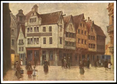 Münster (Westfalen) Der alte Drubbel nach Gemälde von Eugen Fernholz 1954