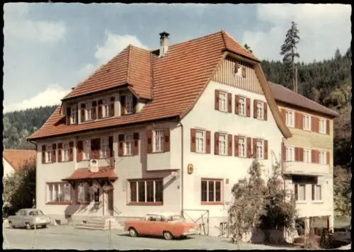 Huzenbach-Baiersbronn Gasthof Café BÄREN, Murgtal Schwarzwald, alte Autos 1960