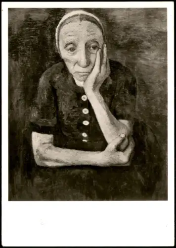 Künstlerkarte Kunstwerk HAMBURGER KUNSTHALLE Modersohn-Becker Alte Bäuerin 1980