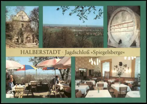 Halberstadt DDR Mehrbildkarte mit Jagdschloß Spiegelsberge 1988