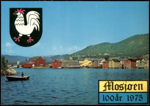 Postcard Mosjøen Mosjøen Panorama Ortsansicht 100 år 1975 1975