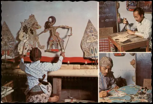 Typen Indonesien: KESENIAN WAYANG KULIT (JAWA TENGAH) LEATHER PUPPET JAVA  1970