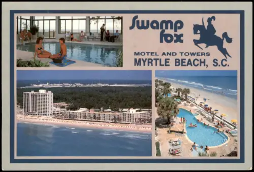 Postcard Myrtle Beach Swampfox MOTEL AND TOWERS MYRTLE BEACH, S.C. 1988