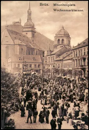 Postcard Brüx Most Brüx Minoritenplatz Wochenmarktscene. 1980