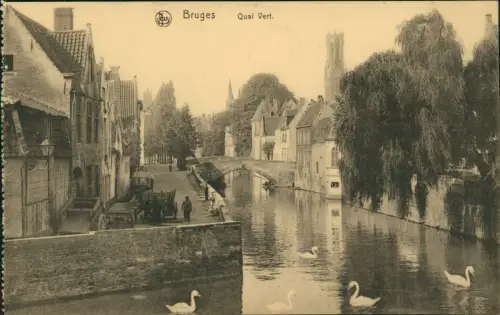 Postkaart Brügge Brugge | Bruges Stadtteilansicht Quai Vert 1910