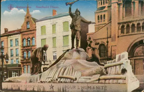 Antwerpen Anvers  Standbeeld Dhanis 1918   1. Weltkrieg Feldpost Briefstempel