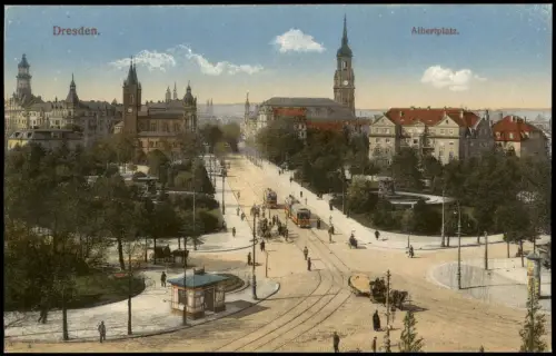Ansichtskarte Innere Neustadt-Dresden Albertplatz Kiosk 1915