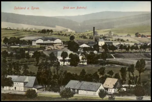 Ansichtskarte Sohland (Spree) Załom Blick auf den Bahnhof, Fabrik 1915