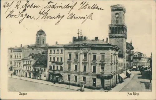 Postcard Sagan Żagań Am Ring 1922