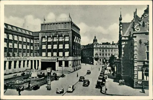 Postcard Ostrau Moravska Ostrava Mähren - Sparkasse 1942  Feldpost WK2 über Deutsche Dienstpost