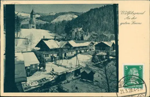 Postcard Wölfelsgrund Międzygórze An der guten Laune - Winter 1928