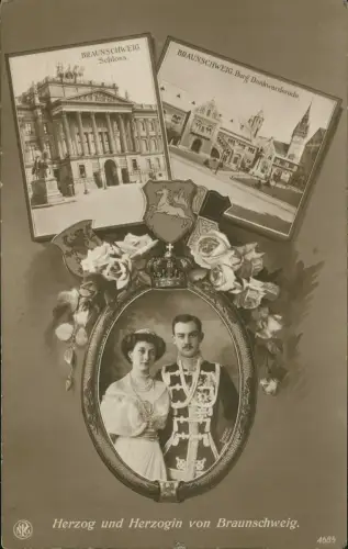 Ansichtskarte  Adel Herzog und Herzogin Schloß Fotokunst Heraldik 1913