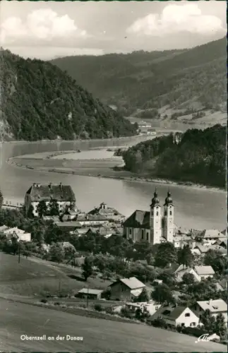 Ansichtskarte Obernzell Stadtblick mit Donau - Fotokarte 1964