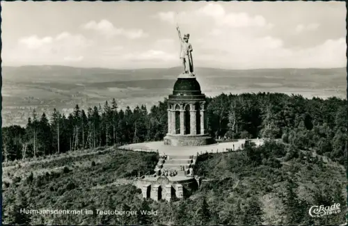 Ansichtskarte Detmold Luftbild Hermannsdenkmal im Teutoburger Wald 1956