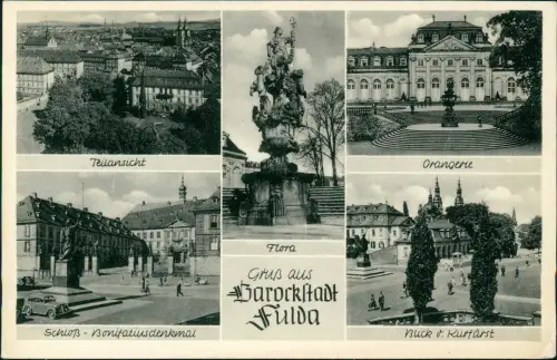 Ansichtskarte Fulda 4 Bild Flora Orangerie Schloß 1956