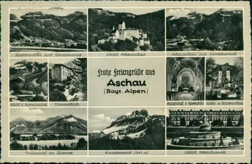Ansichtskarte Aschau im Chiemgau Stadtteilansichten 1957