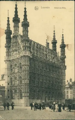 Postkaart Löwen Louvain Hôtel-de-Ville. Rathaus 1916  gel. Feldpoststempel WK1