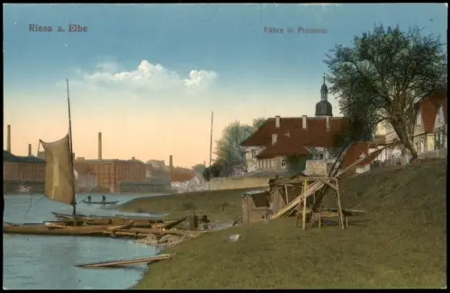 Ansichtskarte Riesa Fähre in Promnitz 1917