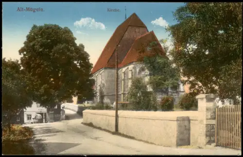 Ansichtskarte Mügeln Alt-Mügeln Straßenpartie an der Kirche 1914