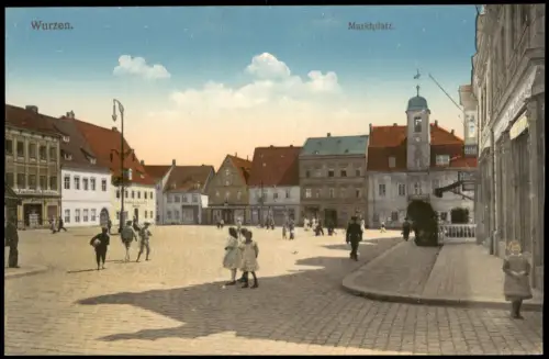 Ansichtskarte Wurzen Marktplatz Kinder 1915
