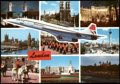 London British airways Überschall-Flugzeug auf Mehrbild-AK 1990