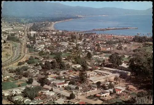 Postcard Santa Barbara Luftaufnahme Panoramic view towards the pier 1960