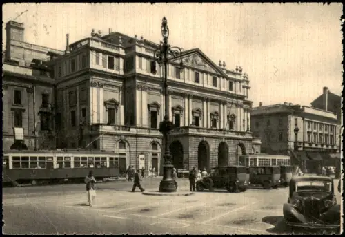 Cartolina Mailand Milano Piazza e Teatro alla Scala 1947